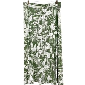 Lands' End Women's Size 12 Maxi Skirt Floral Botanical Print in Green and White